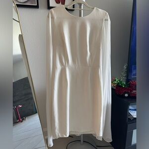 Calvin Klein Ivory Chiffon Long Sleeve Shift Dress | Size 10 | Like New